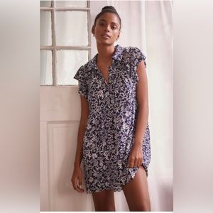 Anthropologie Floral Sleeveless Ruffled Sleep Dress